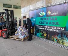 A edição 2021 da campanha Cesta Solidária Paraná, encerrada na terça-feira (06), conseguiu arrecadar mais de 200 toneladas de alimentos. Foto Gilson abreu/AEN