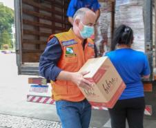 A edição 2021 da campanha Cesta Solidária Paraná, encerrada na terça-feira (06), conseguiu arrecadar mais de 200 toneladas de alimentos. Foto Gilson abreu/AEN