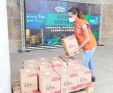 A edição 2021 da campanha Cesta Solidária Paraná, encerrada na terça-feira (06), conseguiu arrecadar mais de 200 toneladas de alimentos. Foto Gilson abreu/AEN