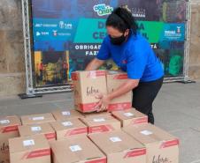 A edição 2021 da campanha Cesta Solidária Paraná, encerrada na terça-feira (06), conseguiu arrecadar mais de 200 toneladas de alimentos. Foto Gilson abreu/AEN