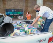 A edição 2021 da campanha Cesta Solidária Paraná, encerrada na terça-feira (06), conseguiu arrecadar mais de 200 toneladas de alimentos. Foto Gilson abreu/AEN