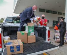 A edição 2021 da campanha Cesta Solidária Paraná, encerrada na terça-feira (06), conseguiu arrecadar mais de 200 toneladas de alimentos. Foto Gilson abreu/AEN