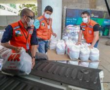 A edição 2021 da campanha Cesta Solidária Paraná, encerrada na terça-feira (06), conseguiu arrecadar mais de 200 toneladas de alimentos. Foto Gilson abreu/AEN