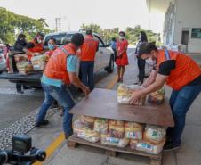 A edição 2021 da campanha Cesta Solidária Paraná, encerrada na terça-feira (06), conseguiu arrecadar mais de 200 toneladas de alimentos. Foto Gilson abreu/AEN